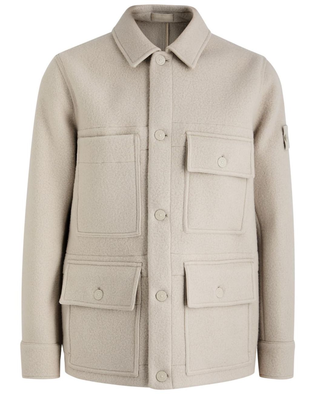 Stone Island Heavy Melton Ghost Wool-Blend Jacket in Natural for