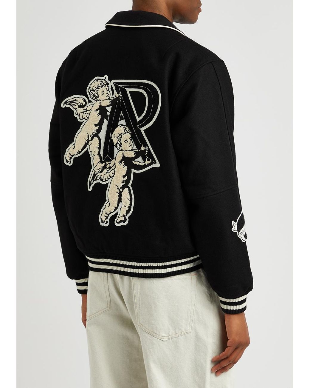 Represent Cherub Logo Wool-blend Varsity Jacket in Black for Represent Cherub Logo Wool-blend Varsity Jacket in Black for