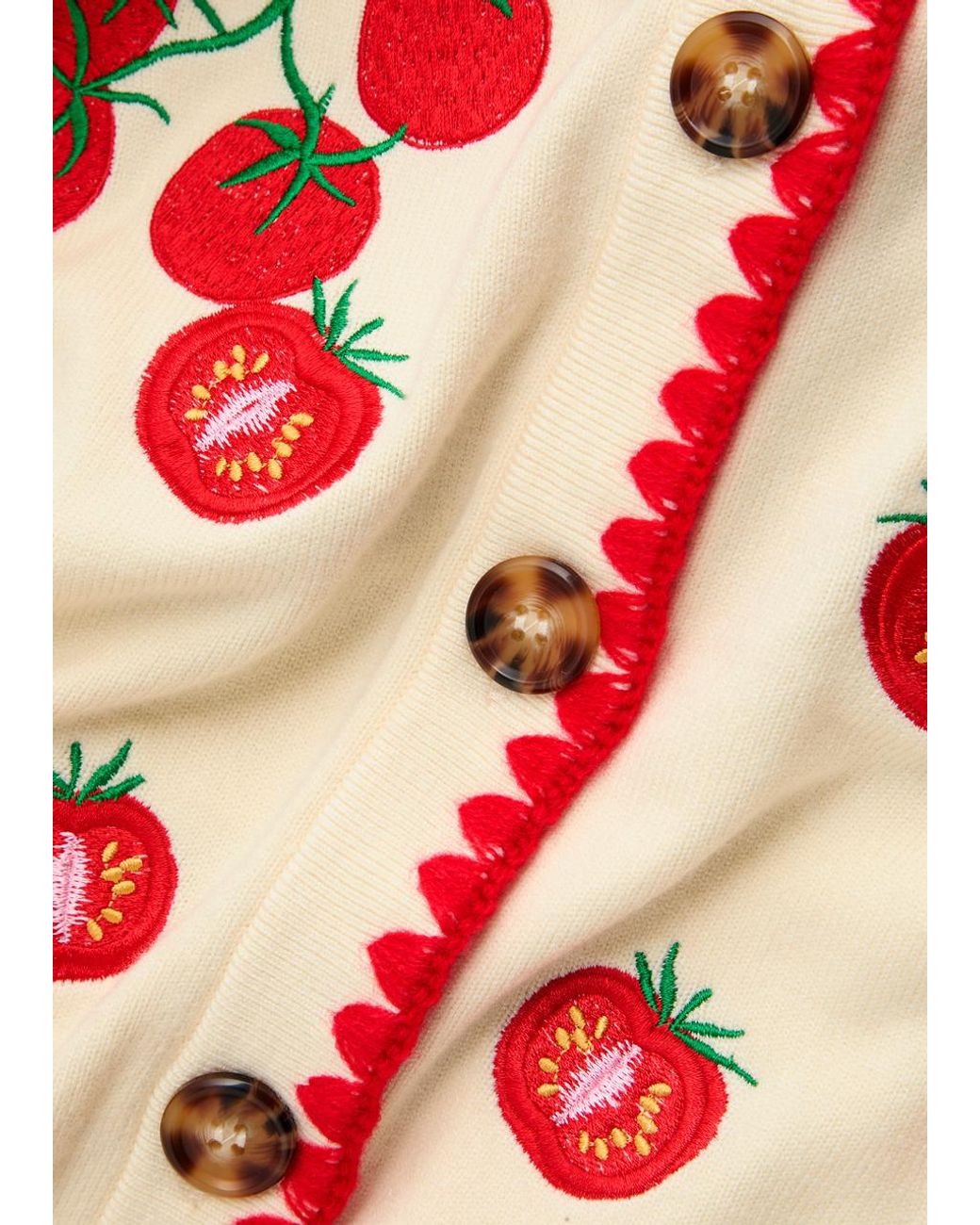 Never Fully Dressed Tomato Embroidered Knit Cardigan in Pink | Lyst