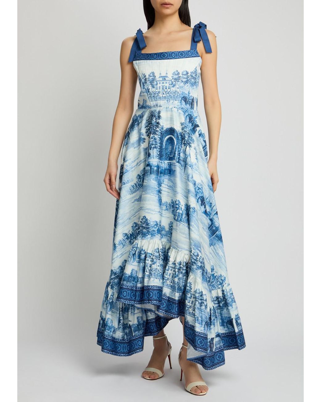 Alice + Olivia Rosalee Printed Stretch-Cotton Maxi Dress in