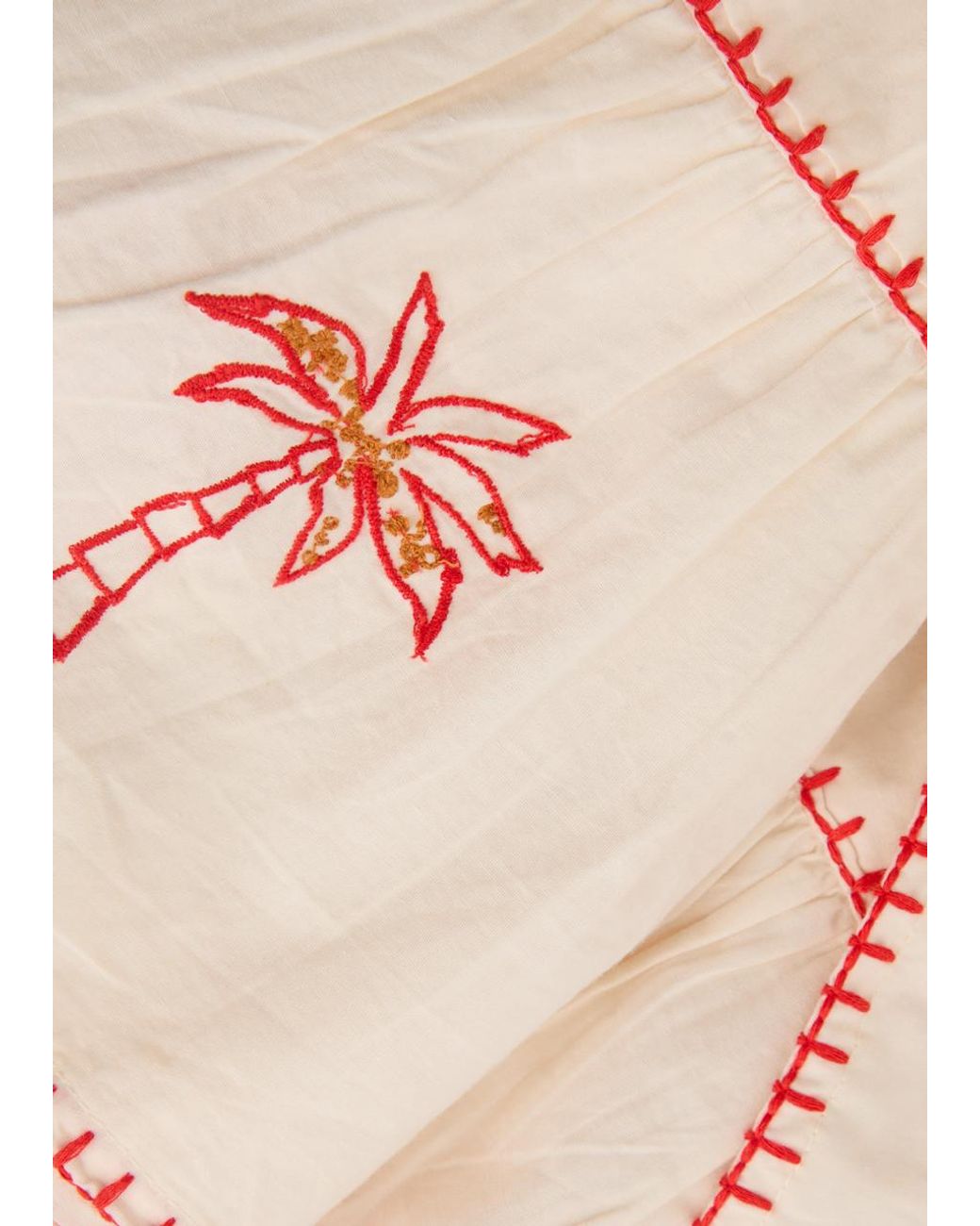 Never Fully Dressed Natural Pollenca Embroidered Cotton Mini Dress