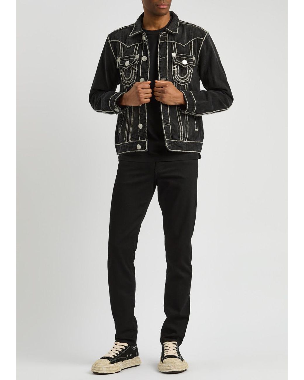 TRUE RELIGION Jimmy Panelled Denim Jacket in Black for Men | Lyst