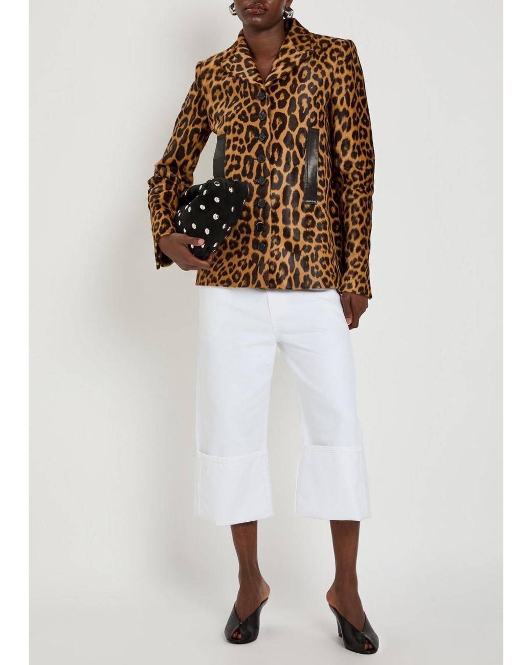 Khaite White Boyle Cuffed Wide-Leg Jeans