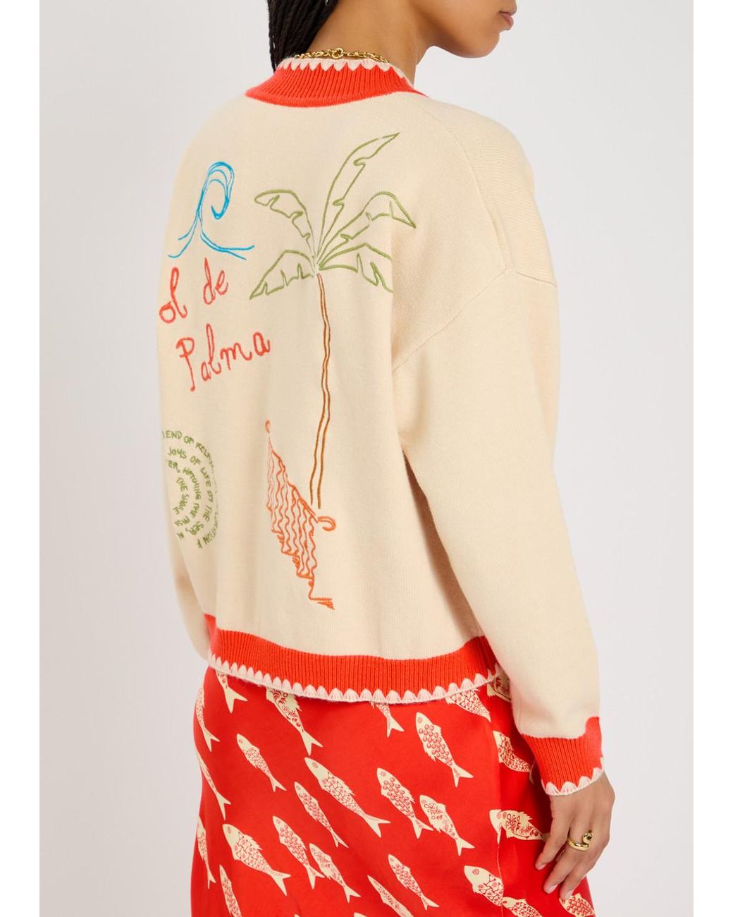 Never Fully Dressed Cream And Sol De Palma Knit Cardigan in Orange