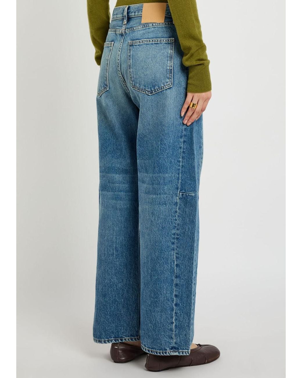 B Sides Blue Slim Lasso Structured Barrel-Leg Jeans