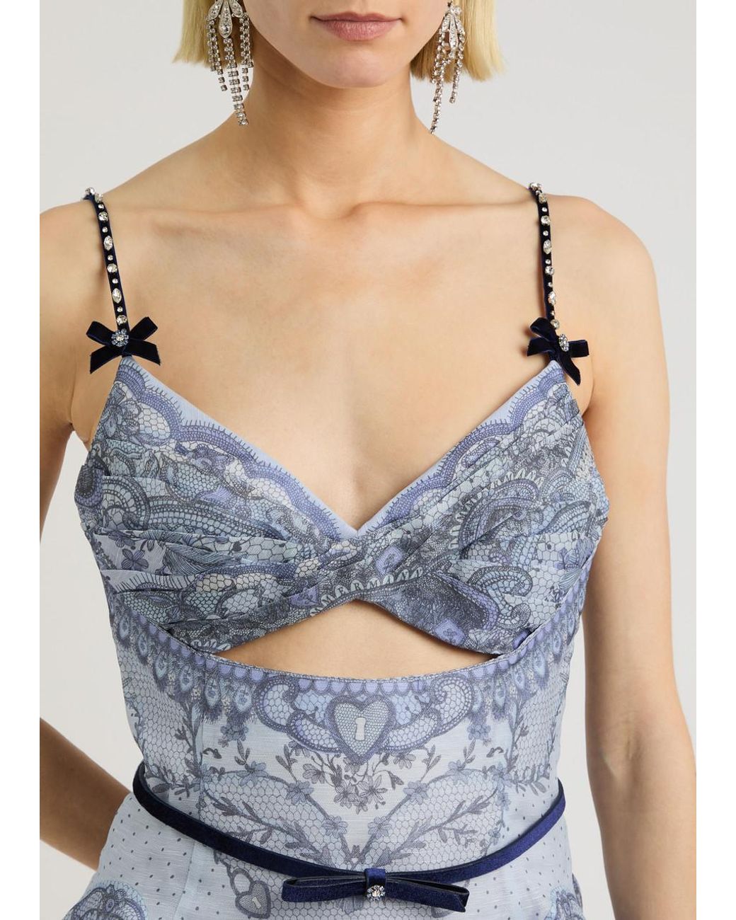 Zimmermann Crush Printed Linen-Blend Mini Dress in Blue | Lyst
