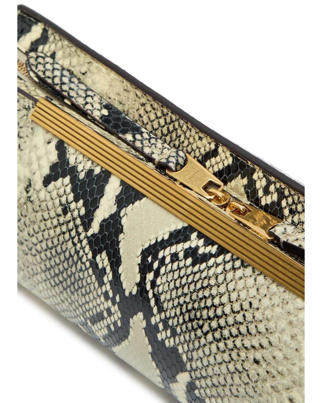 Khaite Natural Donna Snake-Effect Leather Clutch