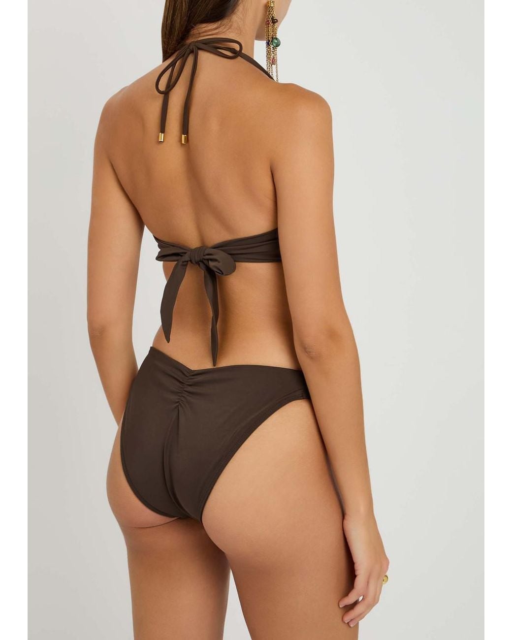 Away That Day Brown Sorrento Ruched Bikini Briefs