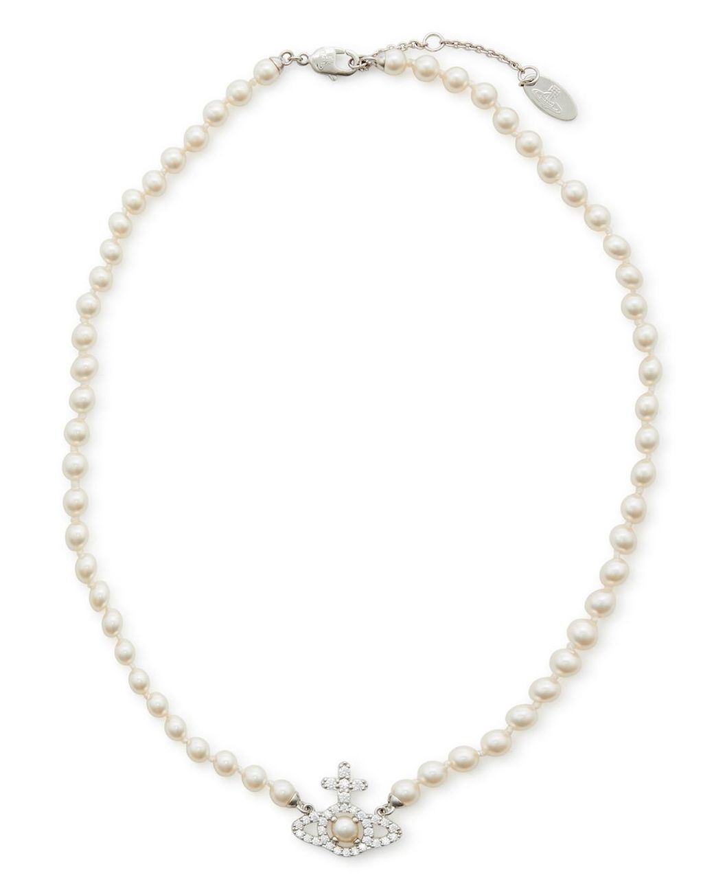 Vivienne Westwood Olympia Beaded Faux Orb Necklace in White Lyst