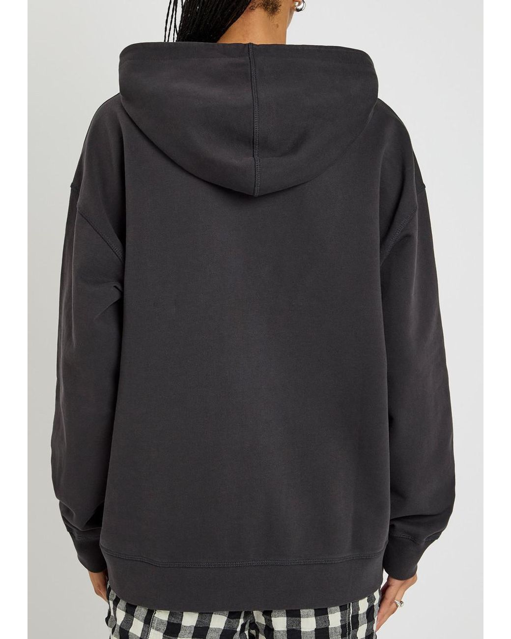 Ganni Black Printed Hooded Cotton Sweatshirt