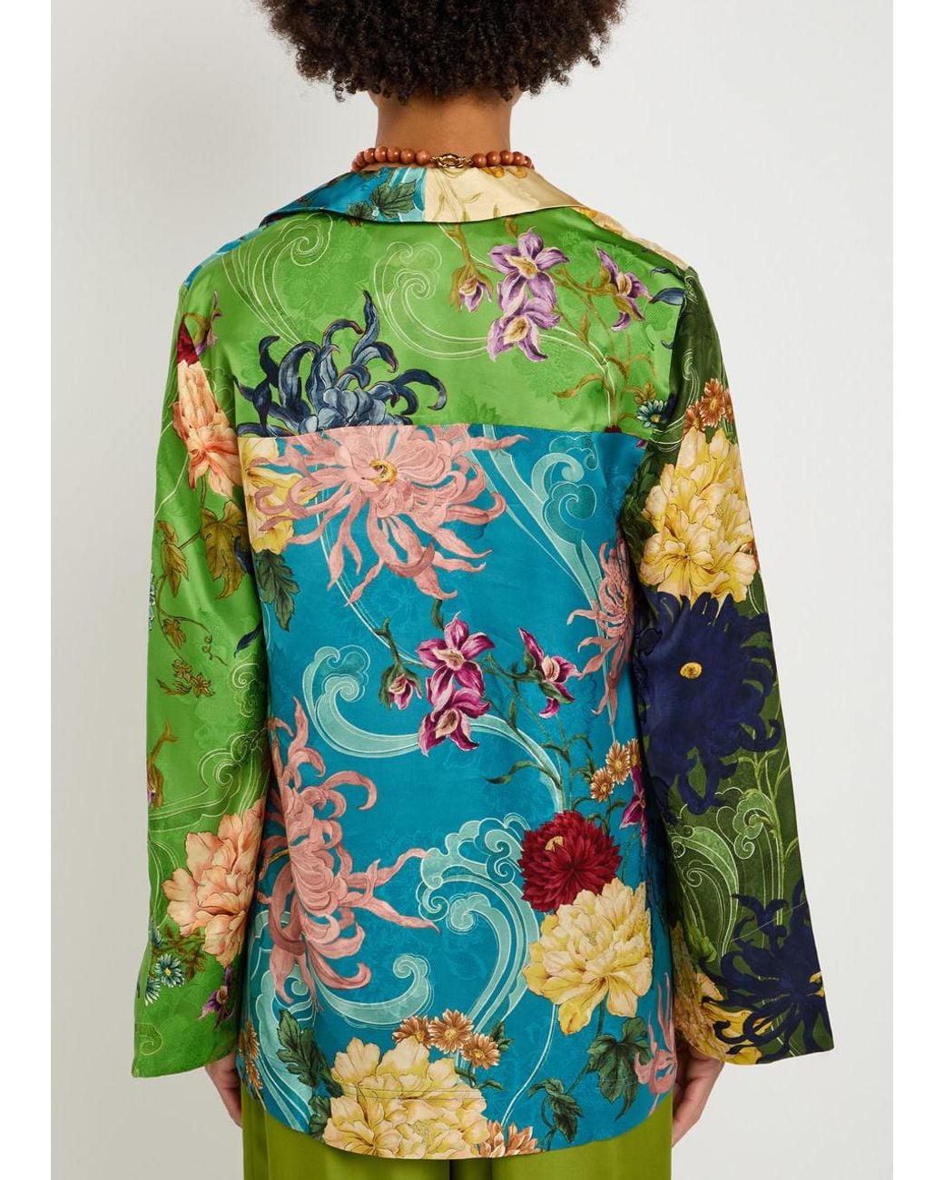 ALÉMAIS Green Avery Floral Satin Shirt