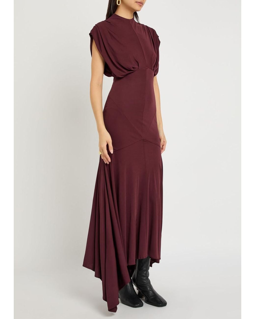 De La Vali Red Vasudha Rayon Midi Dress