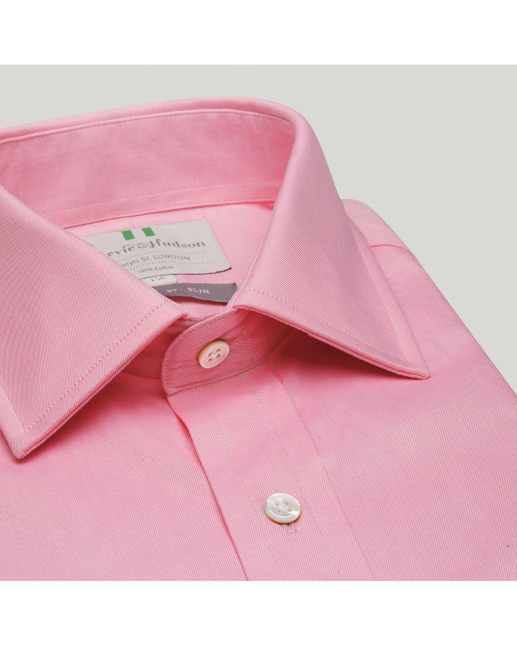 Harvie & Hudson Pink Twill Button Cuff Slim Fit Shirt for Men | Lyst UK