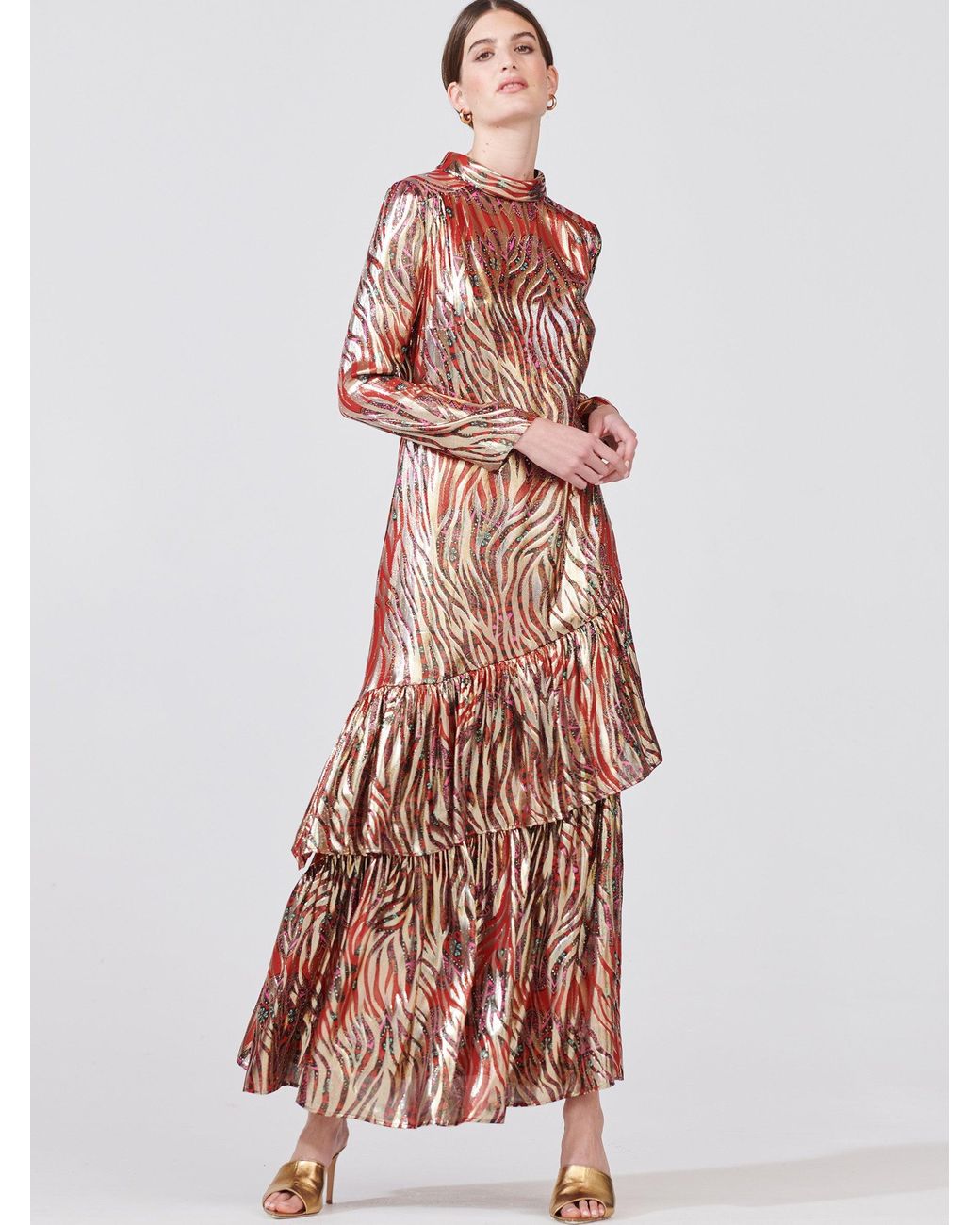 日本正規代理店品 Floral Stripe Silk Jacquard Dress procad.cl