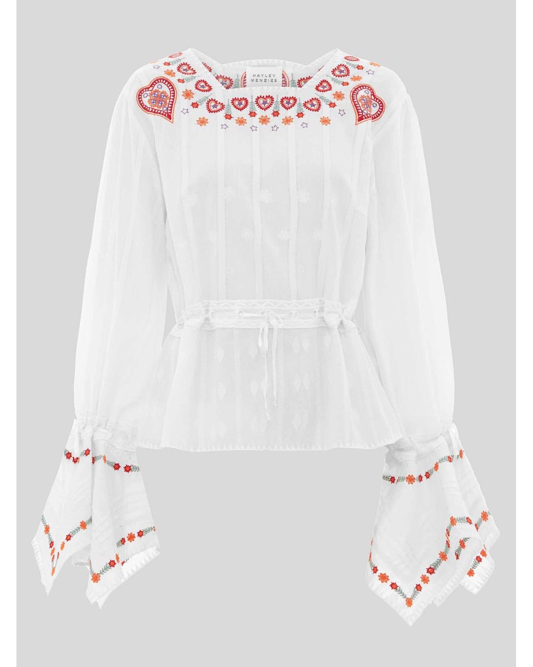 Hayley Menzies Prairie Embroidered Cotton Blouse in White Womens Clothing Tops Blouses 