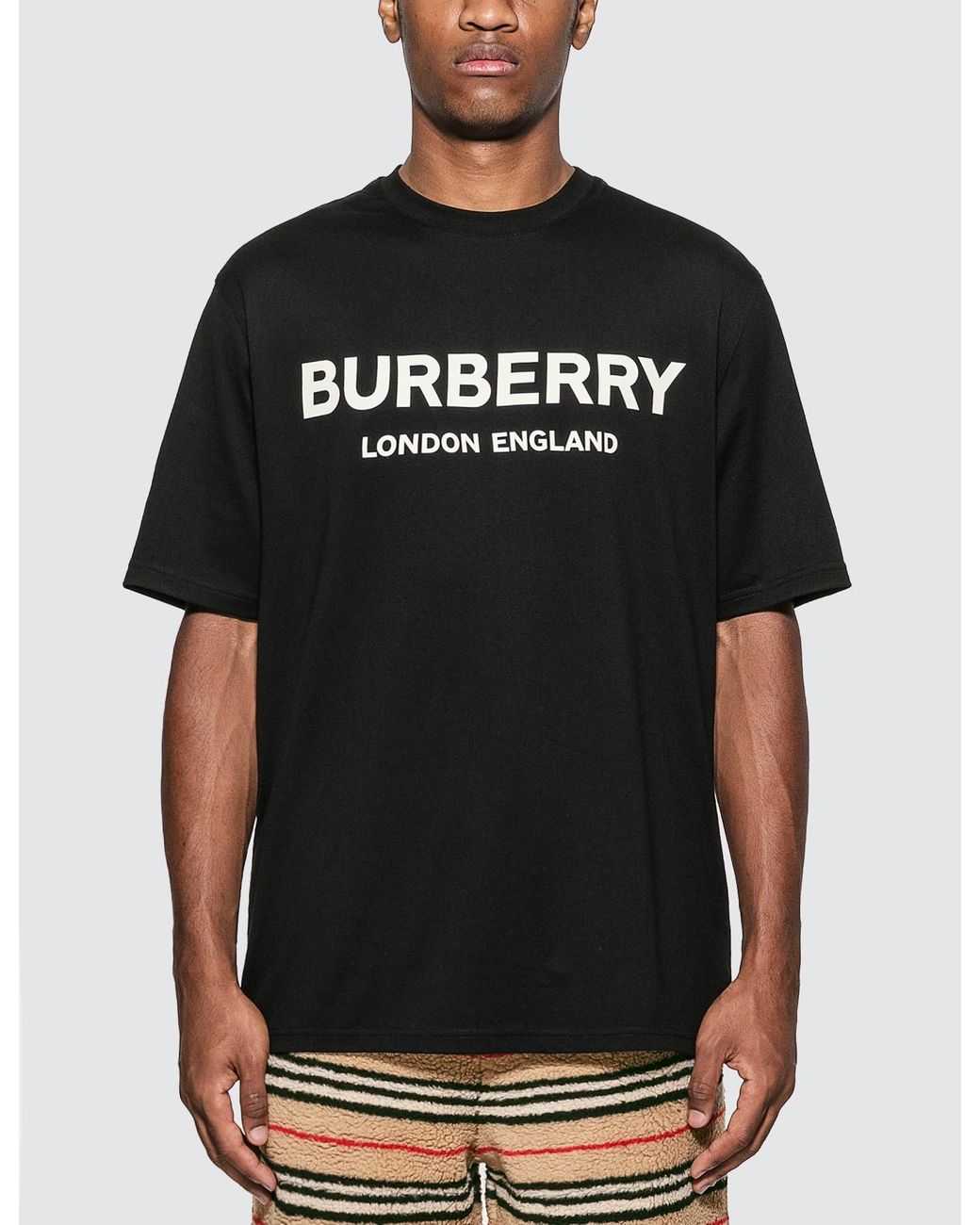 Burberry Logo Print Cotton T-shirt in Black for Men - Lyst
