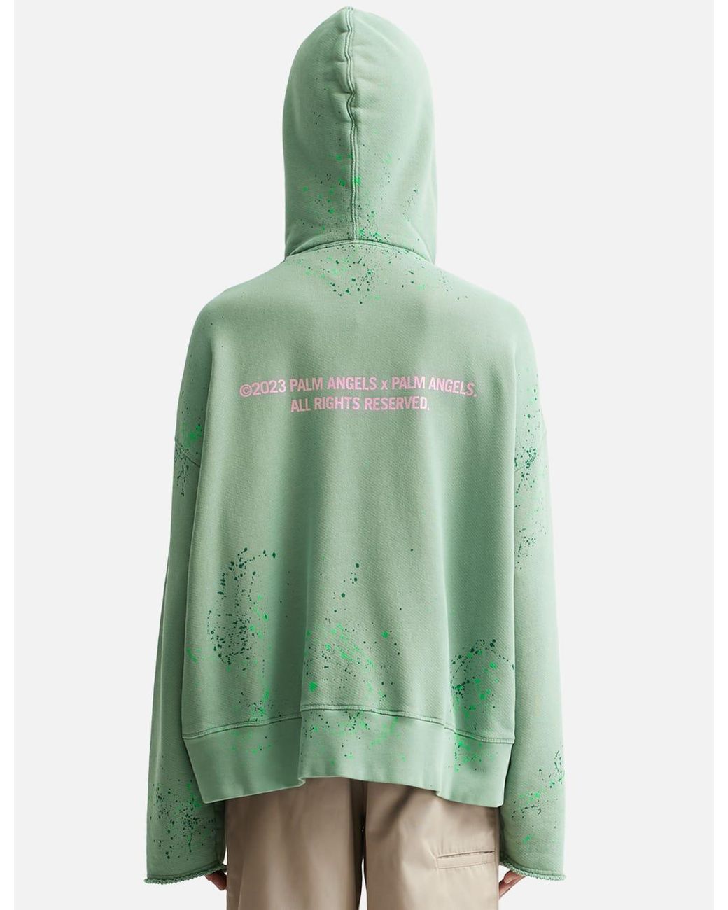 Palm Angels Palm Tree Paint Hoodie in Green for Men | Lyst