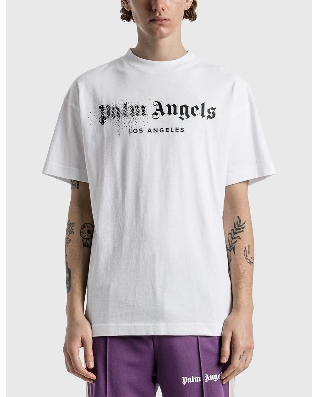 Rhinestone logo cotton jersey t-shirt - Palm Angels - Men