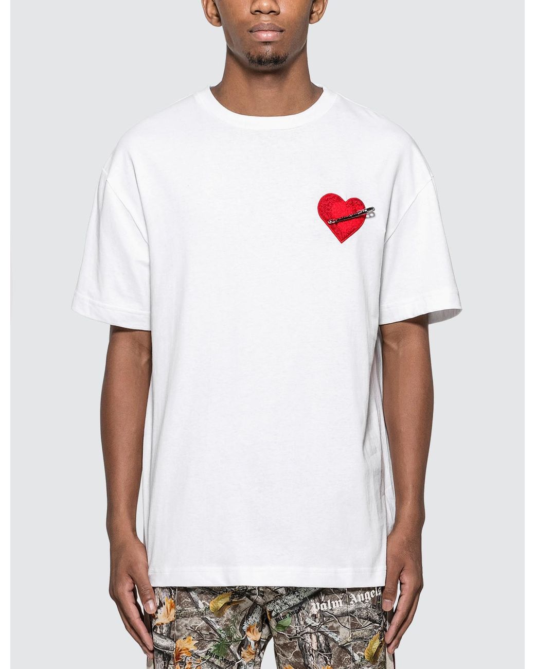 Palm Angels Cotton Pin My Heart T-shirt in White for Men - Lyst