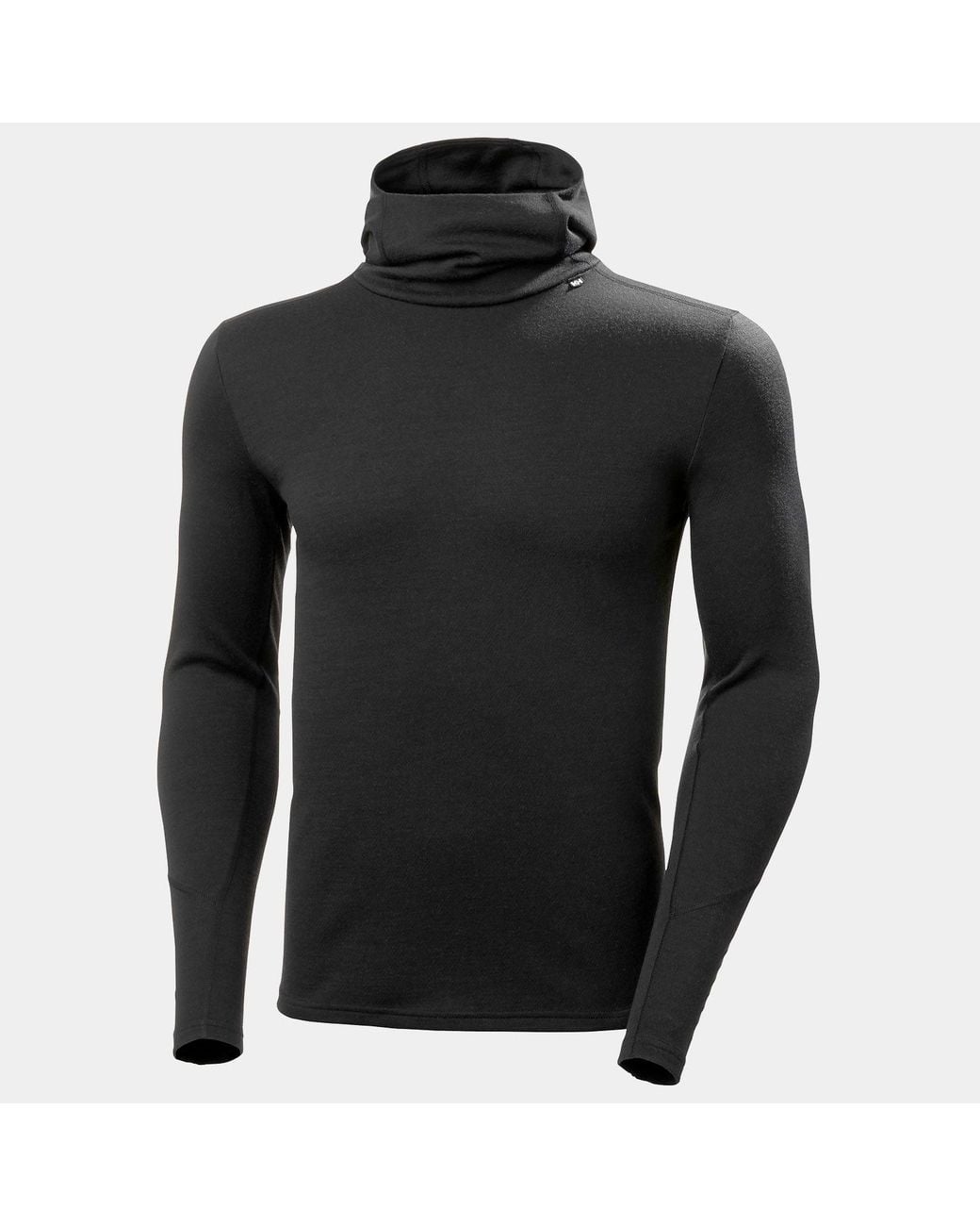 Helly Hansen Black Lifa Merino Midweight 2-In-1 Base Layer Hoodie for men