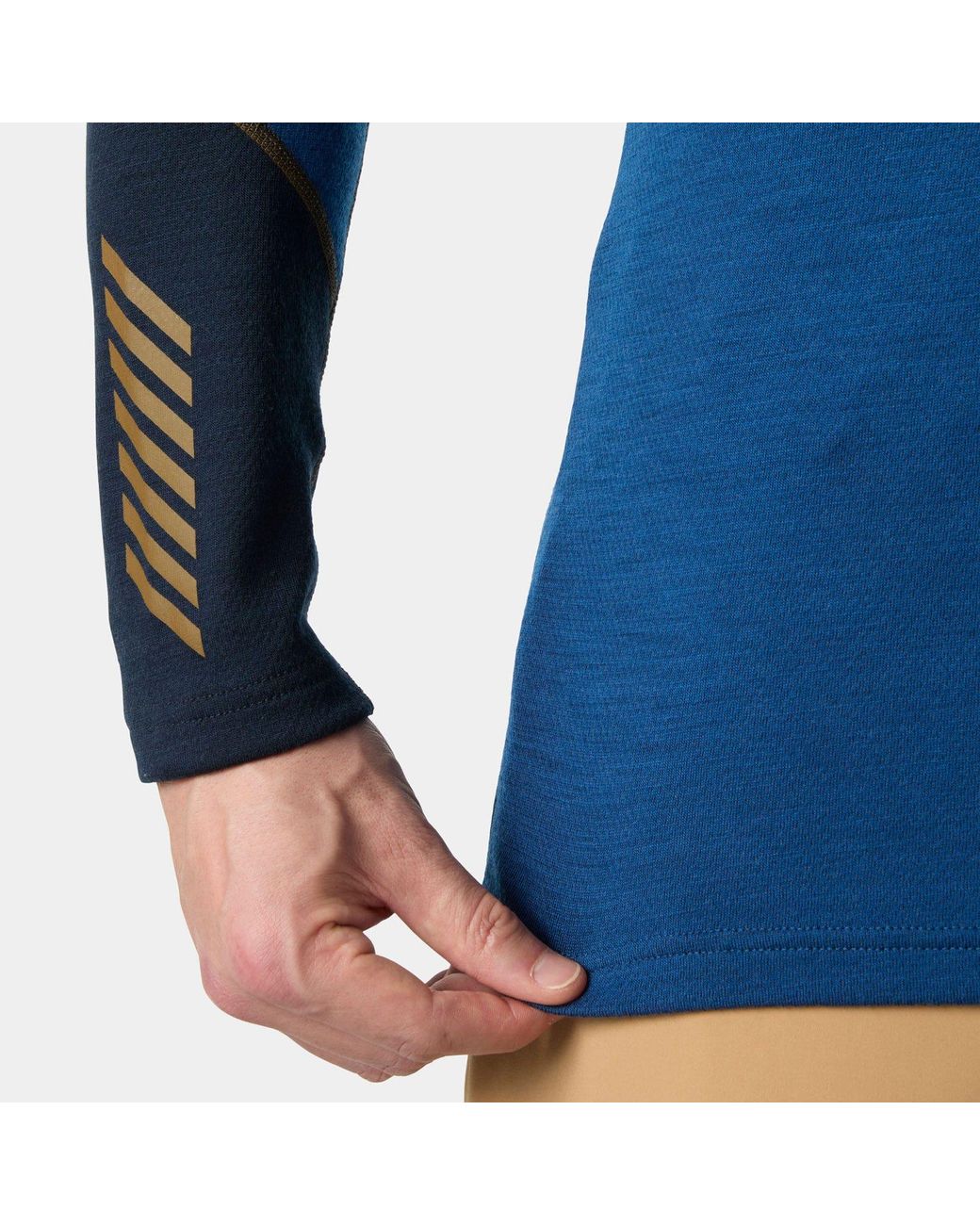 Helly Hansen Blue Lifa Merino Midweight Half-Zip Base Layer for men