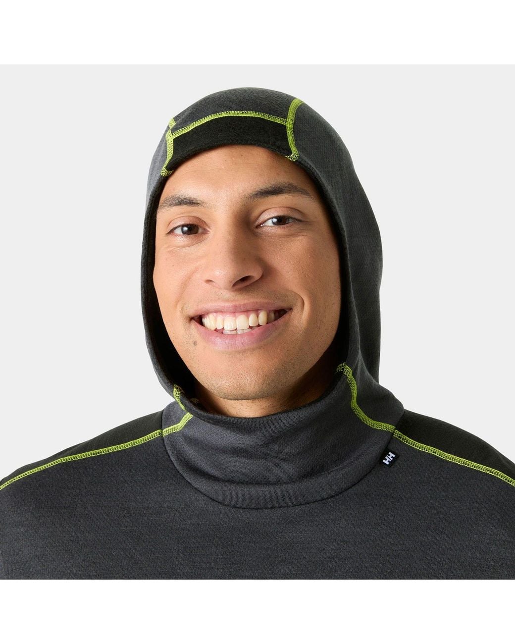 Helly Hansen Black Lifa Merino Midweight 2-In-1 Base Layer Hoodie for men