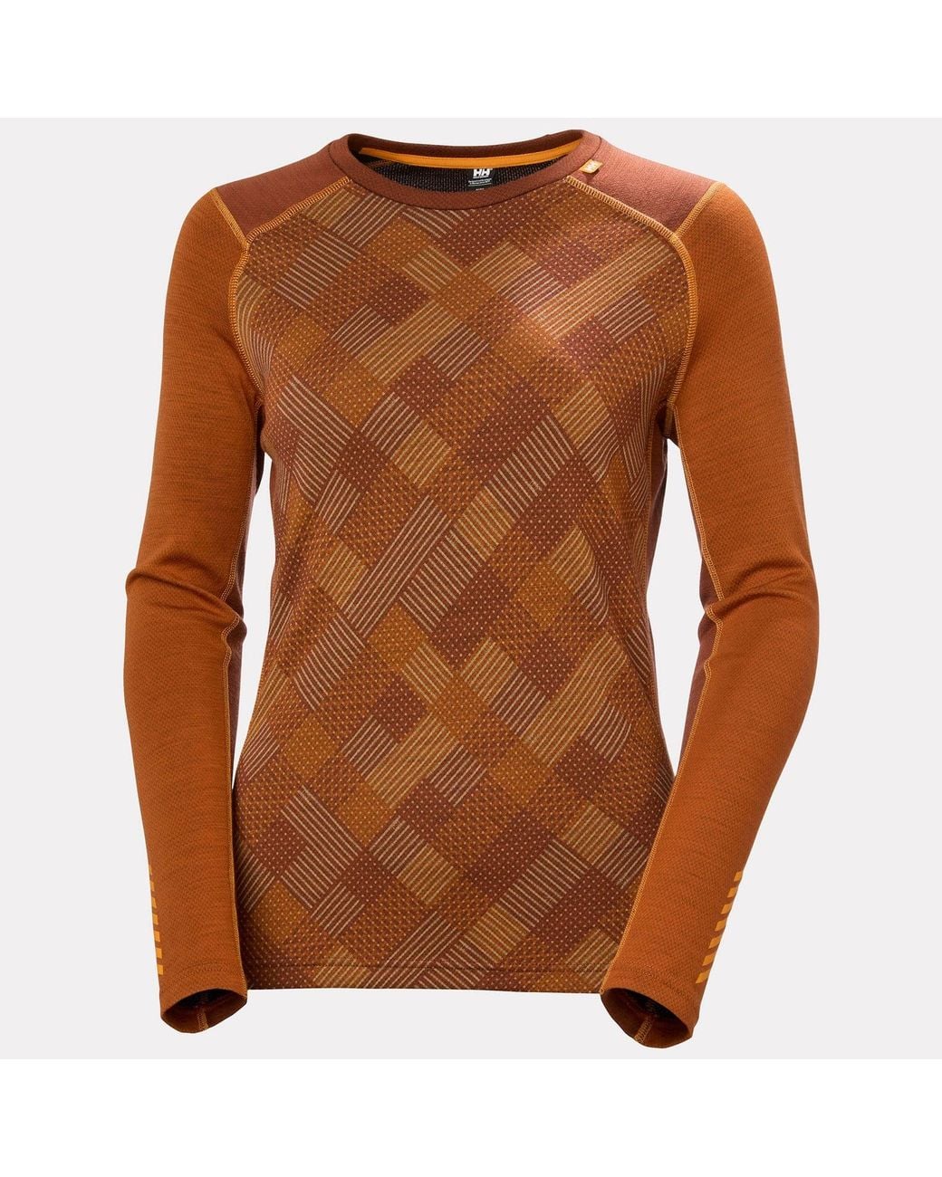 Helly Hansen Brown Lifa Merino Midweight Graphic Long-Sleeve Crew Base Layer
