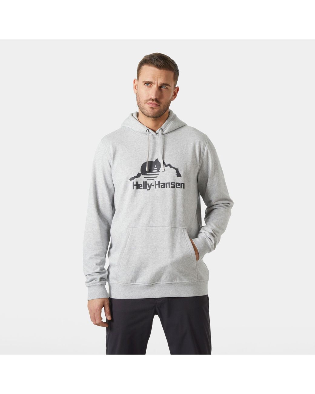 Helly Hansen Gray Nord Graphic Pull Over Hoodie for men