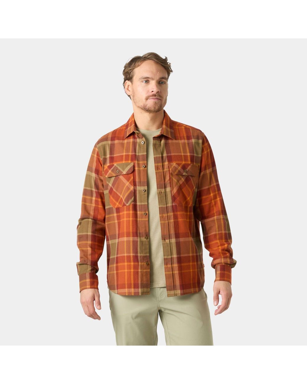 Helly Hansen Orange Lokka Organic Flannel Shirt for men