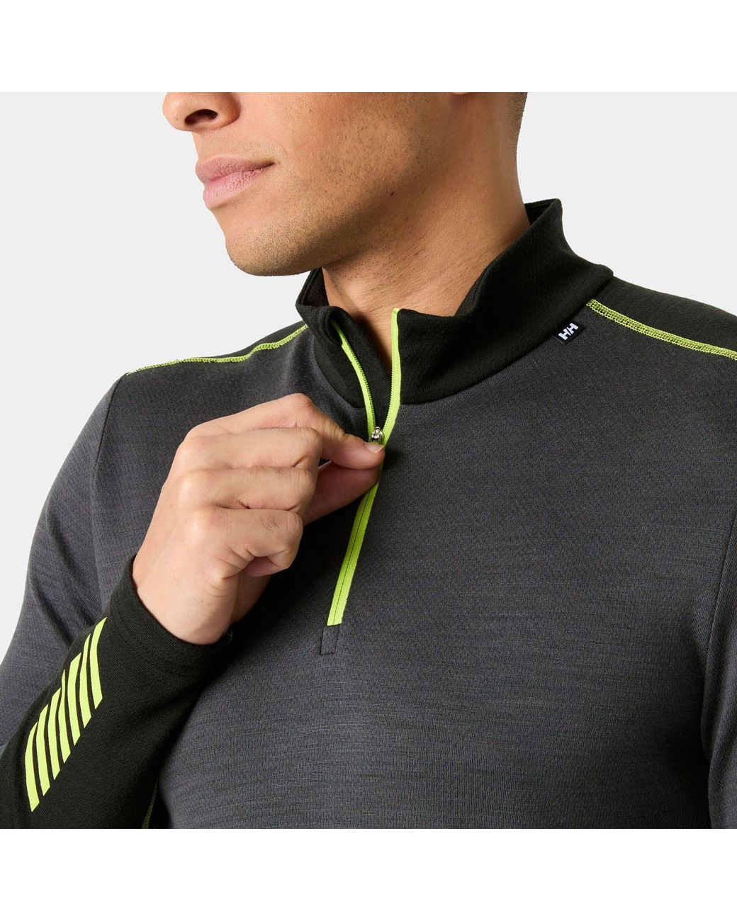 Helly Hansen Green Lifa Merino Midweight Half-Zip Base Layer for men