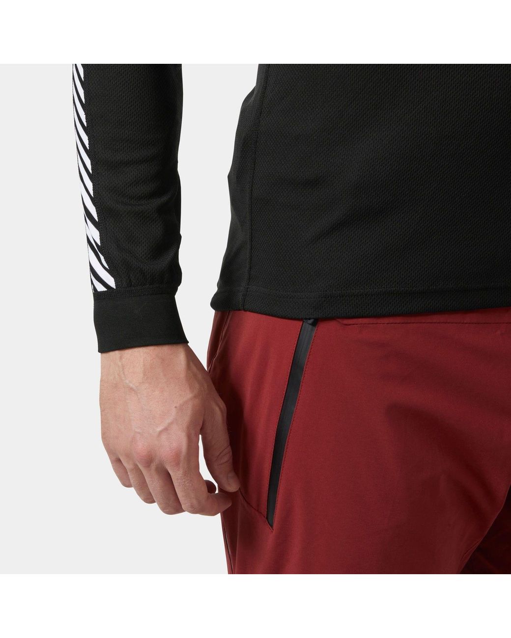 Helly Hansen Red Lifa Stripe Long Sleeve Crew Base Layer for men