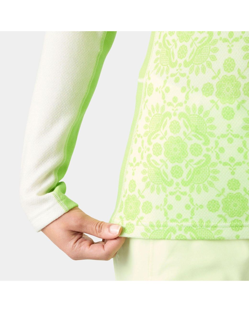Helly Hansen Green Lifa Merino Midweight Graphic Crew Base Layer