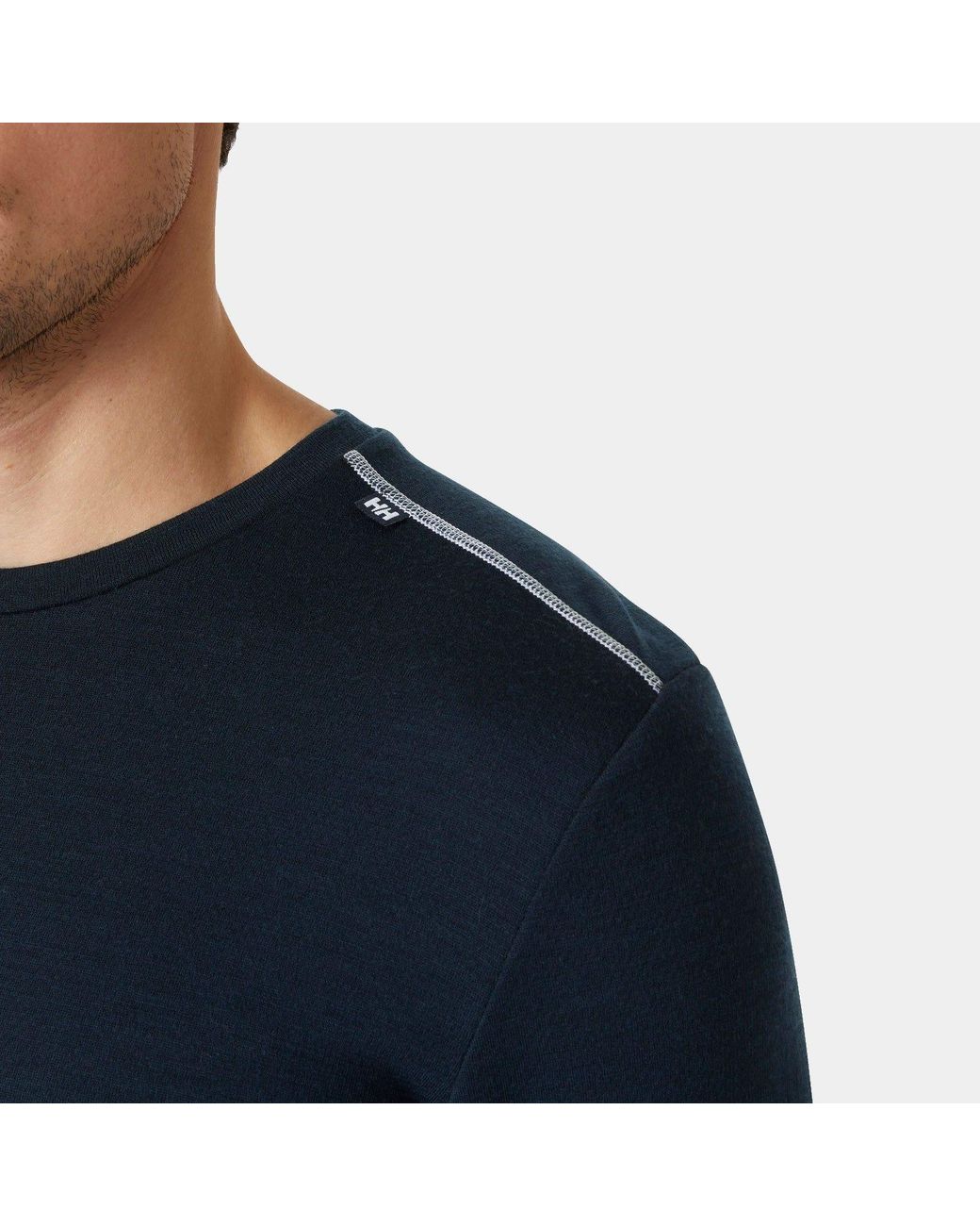 Helly Hansen Blue Lifa Merino Midweight Crew Base Layer for men
