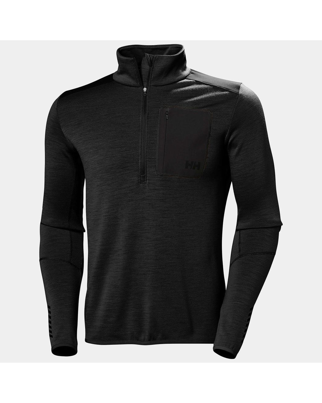 Helly Hansen Black Lifa Merino Wool Midlayer Half Zip for men