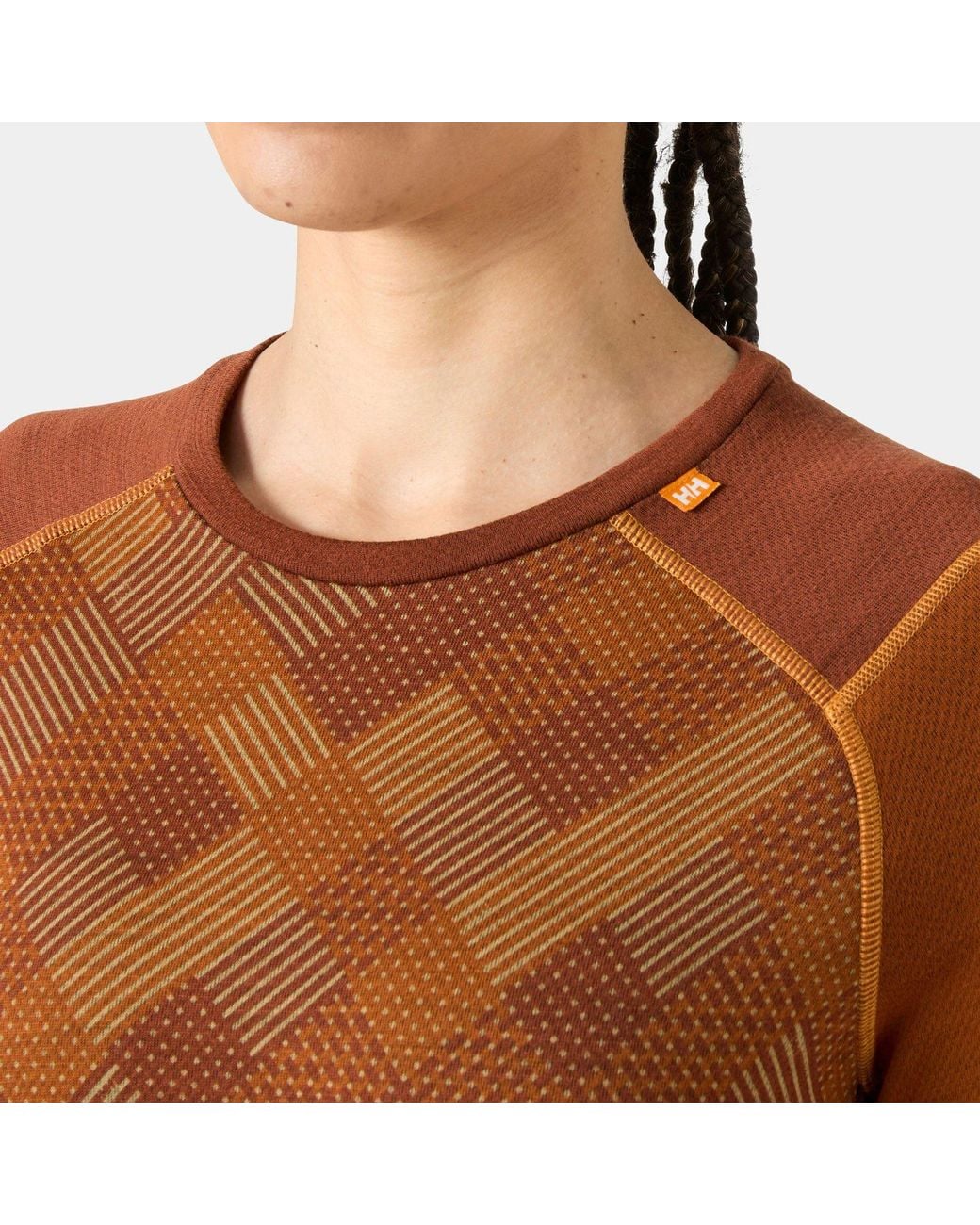 Helly Hansen Brown Lifa Merino Midweight Graphic Long-Sleeve Crew Base Layer