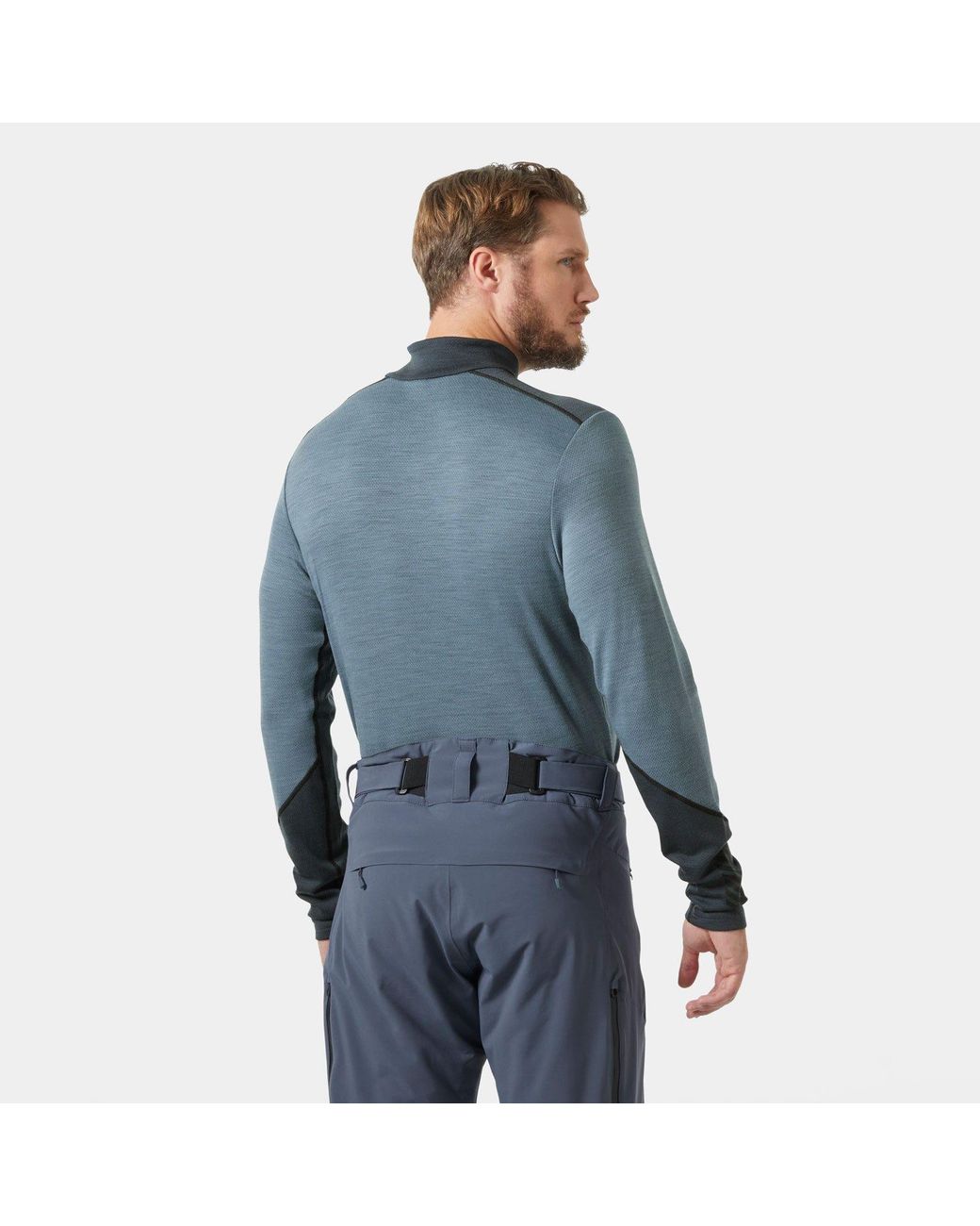 Helly Hansen Blue Lifa Merino Midweight Half-Zip Base Layer for men