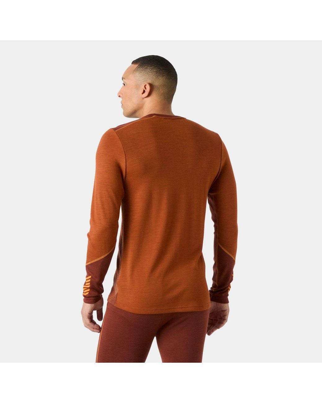 Helly Hansen Brown Lifa Merino Midweight Crew Base Layer for men