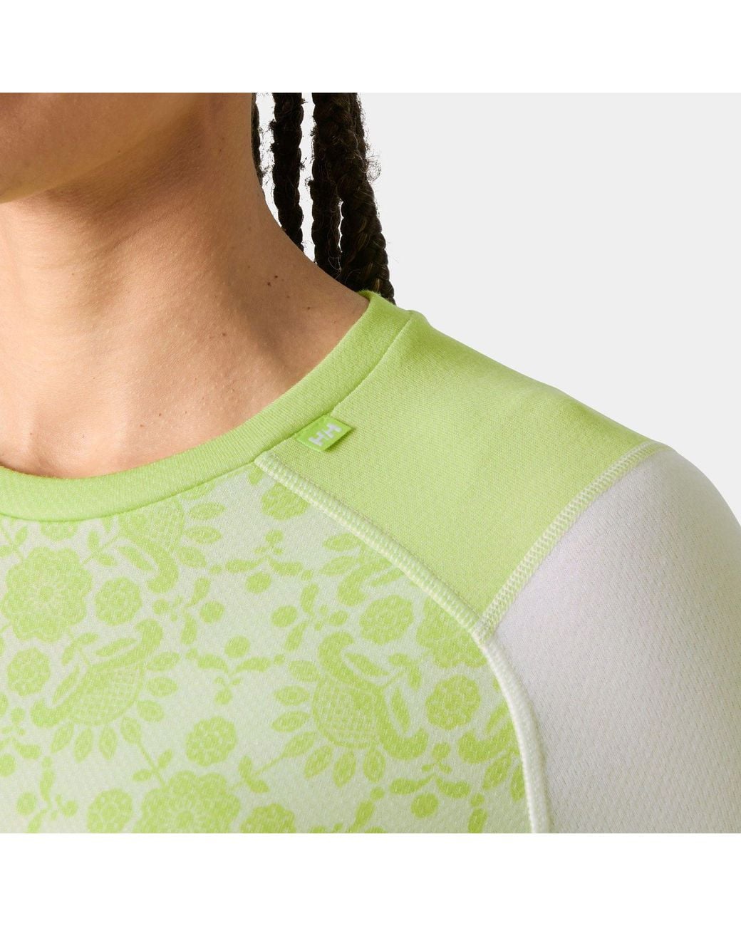 Helly Hansen Green Lifa Merino Midweight Graphic Crew Base Layer