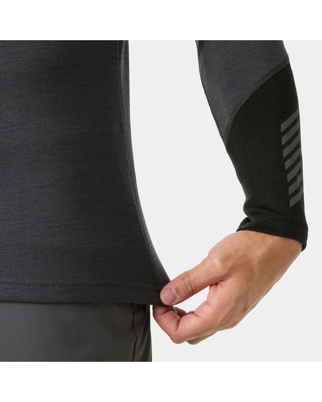 Helly Hansen Gray Lifa Merino Midweight Crew Base Layer for men