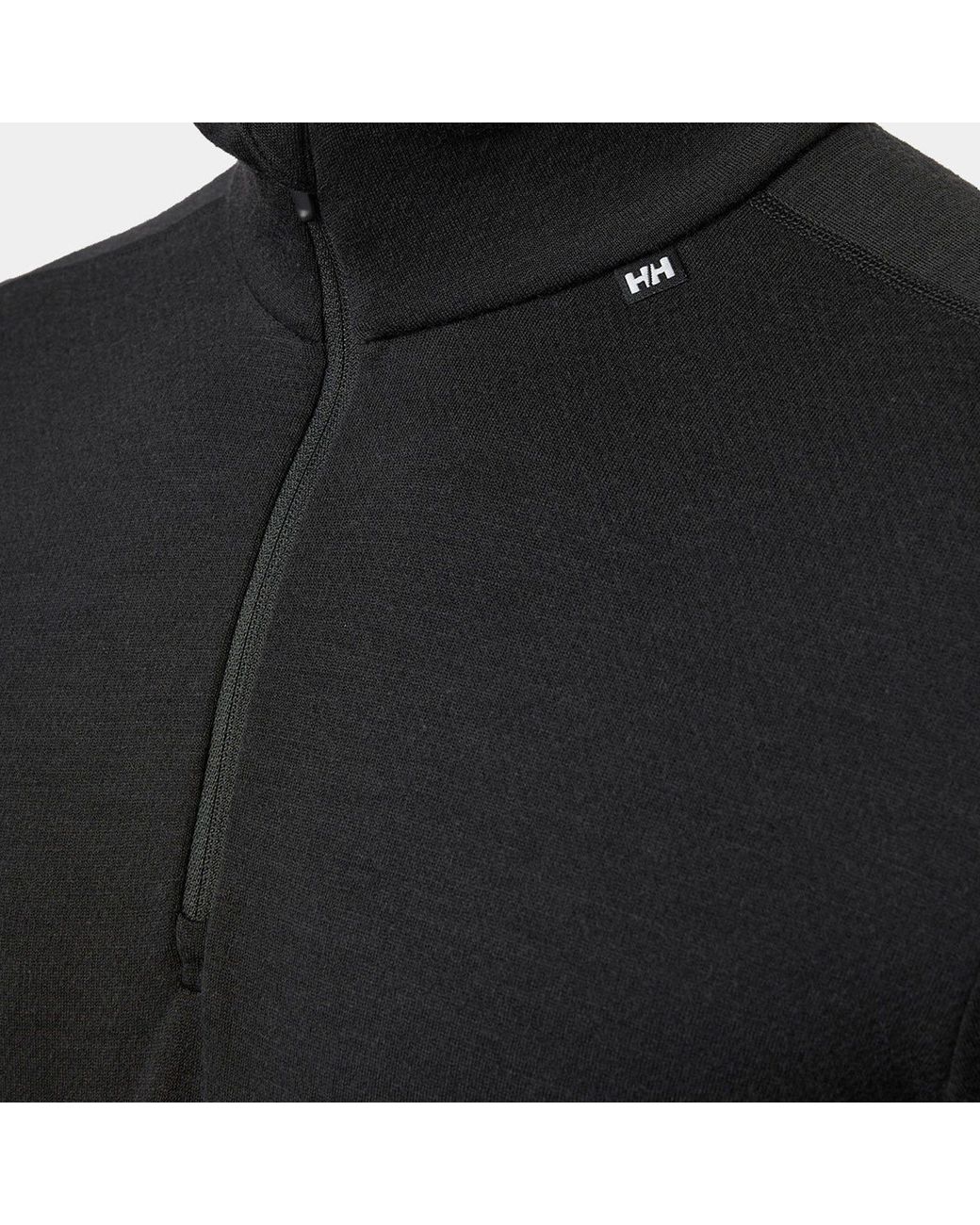 Helly Hansen Black Lifa Merino Midweight Half-Zip Base Layer for men