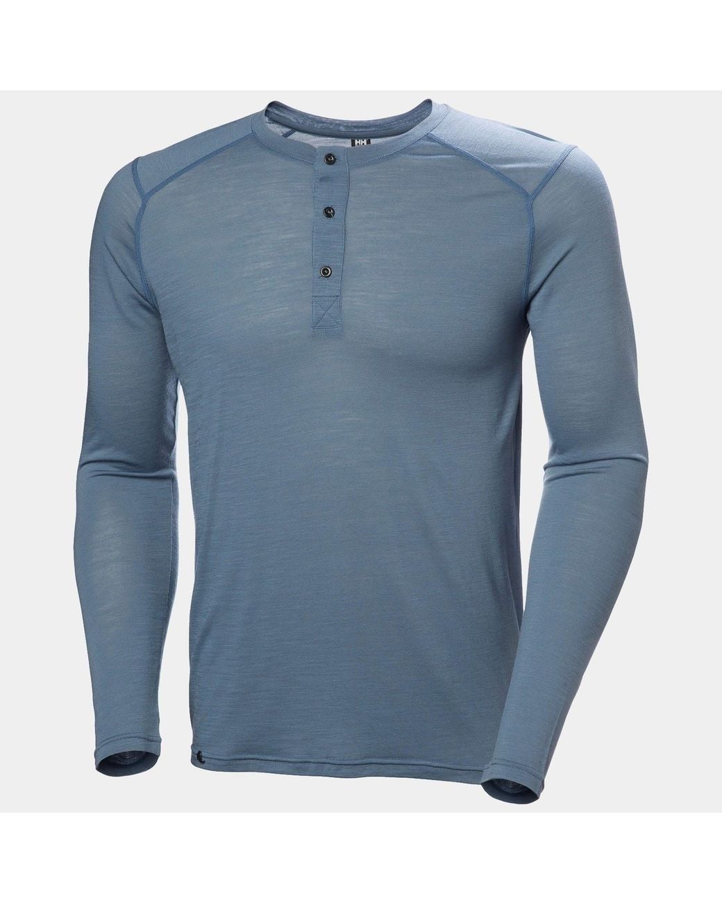 Helly Hansen Blue Durawool Long Sleeve Henley for men