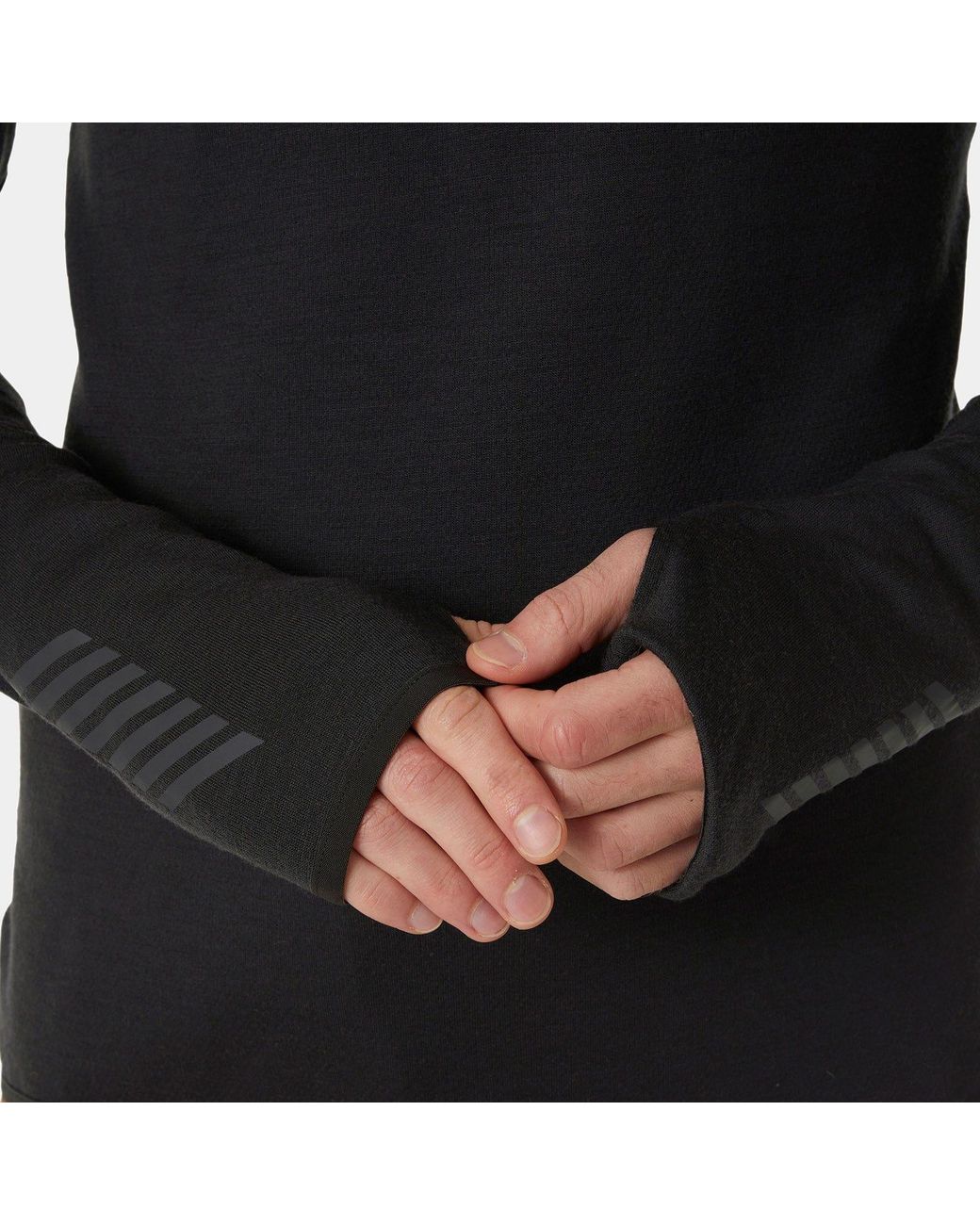Helly Hansen Black Lifa Merino Wool Midlayer Half Zip for men