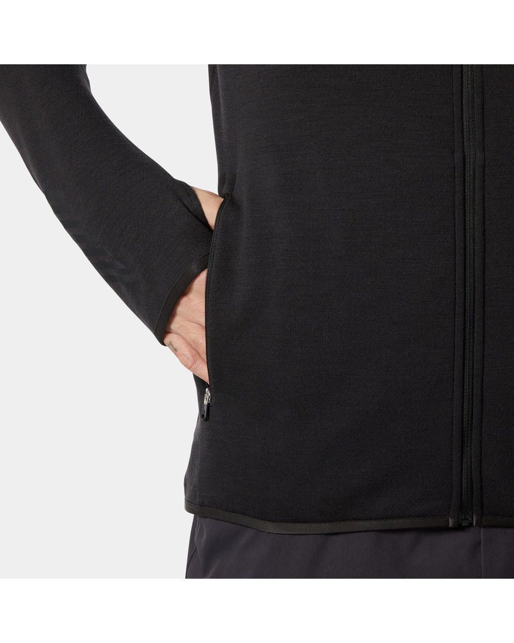 Helly Hansen Black Lifa Merino Midlayer Jacket for men