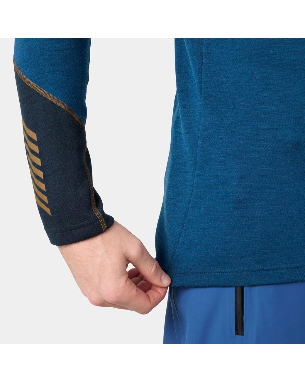 Helly Hansen Blue Lifa Merino Midweight Crew Base Layer for men