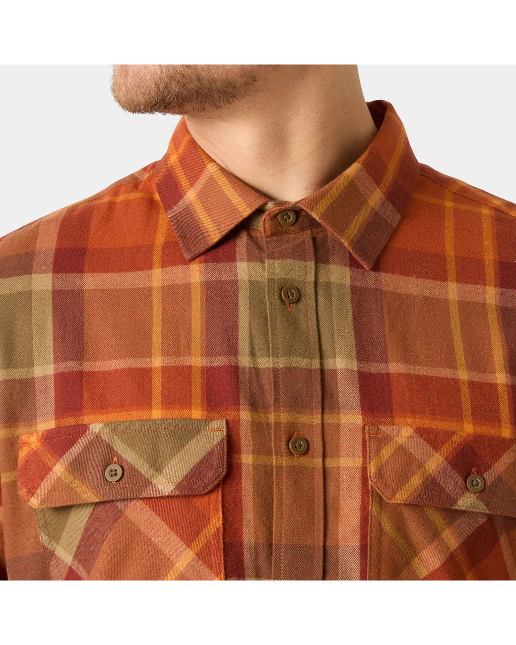 Helly Hansen Orange Lokka Organic Flannel Shirt for men
