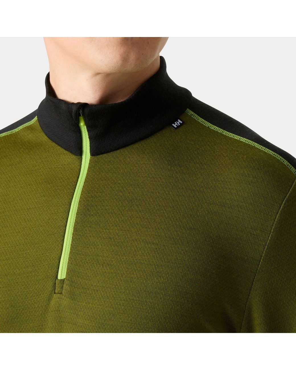 Helly Hansen Green Lifa Merino Midweight 1/2 Zip Base Layer for men