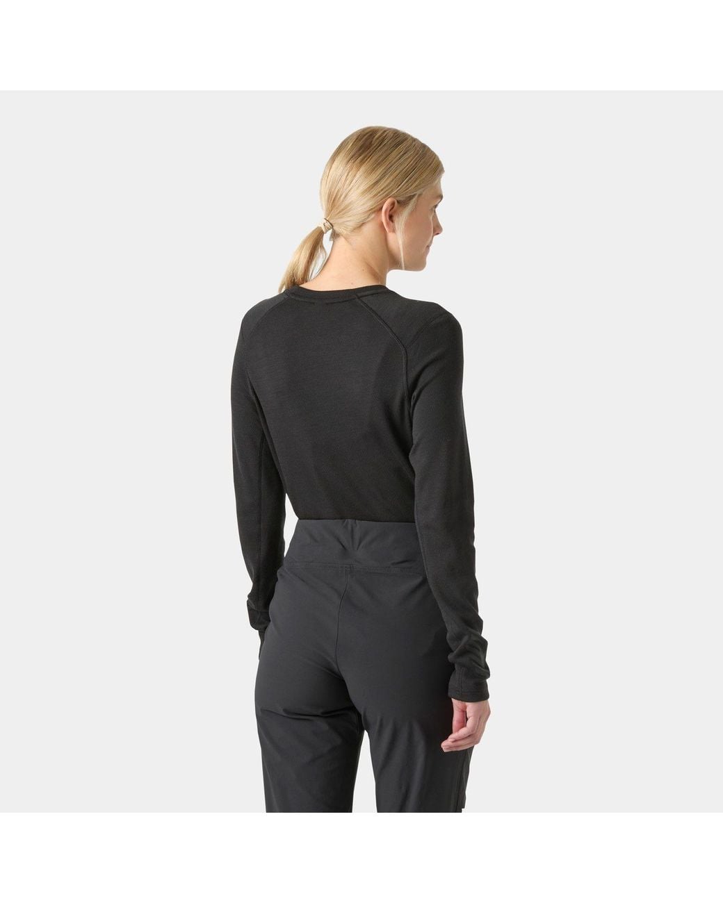 Helly Hansen Black Lifa Merino Midweight Crew Base Layer