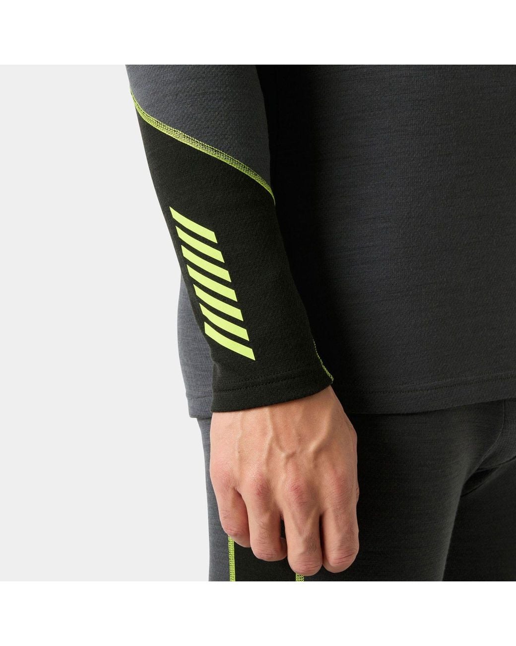 Helly Hansen Black Lifa Merino Midweight 2-In-1 Base Layer Hoodie for men