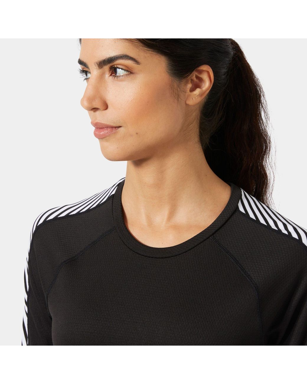 Helly Hansen Black Lifa Active Stripe Crew Base Layer