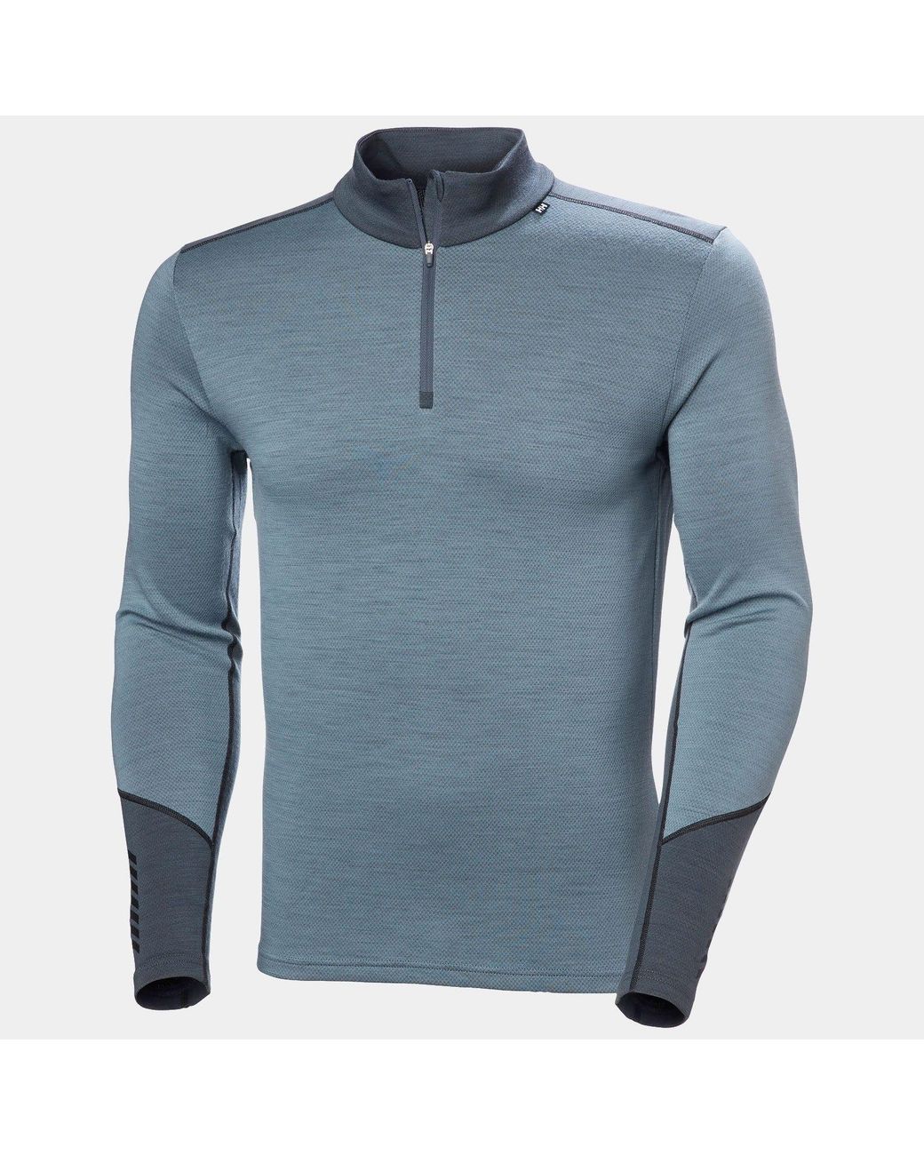 Helly Hansen Blue Lifa Merino Midweight Half-Zip Base Layer for men